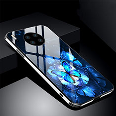 Custodia Silicone Gel Laterale Fiori Specchio Cover C01 per Huawei Mate 30 Pro 5G Blu