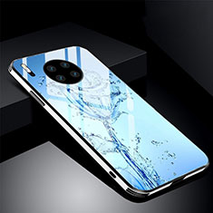 Custodia Silicone Gel Laterale Fiori Specchio Cover C01 per Huawei Mate 30 Pro 5G Cielo Blu