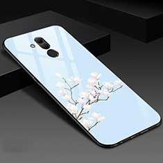 Custodia Silicone Gel Laterale Fiori Specchio Cover H02 per Huawei Mate 20 Lite Cielo Blu