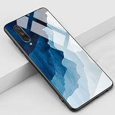Custodia Silicone Gel Laterale Fiori Specchio Cover K02 per Xiaomi Mi A3 Blu