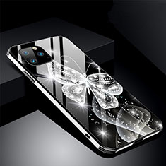 Custodia Silicone Gel Laterale Fiori Specchio Cover M01 per Apple iPhone 11 Pro Max Nero