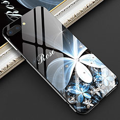 Custodia Silicone Gel Laterale Fiori Specchio Cover M03 per Oppo RX17 Neo Blu