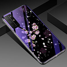 Custodia Silicone Gel Laterale Fiori Specchio Cover per Huawei Honor 30S Viola