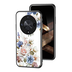 Custodia Silicone Gel Laterale Fiori Specchio Cover per Huawei Honor Magic6 Lite 5G Bianco