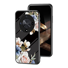 Custodia Silicone Gel Laterale Fiori Specchio Cover per Huawei Honor Magic6 Lite 5G Nero