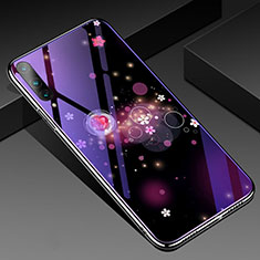 Custodia Silicone Gel Laterale Fiori Specchio Cover per Huawei P Smart Pro (2019) Viola