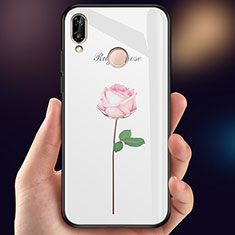 Custodia Silicone Gel Laterale Fiori Specchio Cover per Huawei P20 Lite Rosa