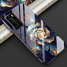 Custodia Silicone Gel Laterale Fiori Specchio Cover per Huawei P40 Multicolore
