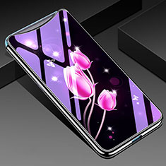 Custodia Silicone Gel Laterale Fiori Specchio Cover per Oppo Find X Super Flash Edition Rosa