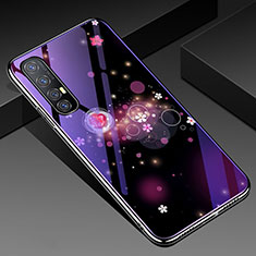 Custodia Silicone Gel Laterale Fiori Specchio Cover per Oppo Find X2 Neo Viola