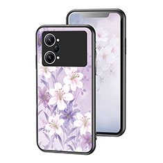 Custodia Silicone Gel Laterale Fiori Specchio Cover per Oppo K10 Pro 5G Lavanda