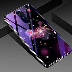 Custodia Silicone Gel Laterale Fiori Specchio Cover per Oppo R17 Pro Viola