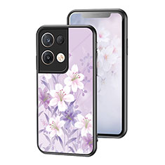 Custodia Silicone Gel Laterale Fiori Specchio Cover per Oppo Reno8 Pro 5G Lavanda