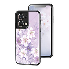 Custodia Silicone Gel Laterale Fiori Specchio Cover per Oppo Reno9 Pro 5G Lavanda