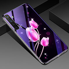 Custodia Silicone Gel Laterale Fiori Specchio Cover per Realme X2 Rosa