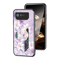 Custodia Silicone Gel Laterale Fiori Specchio Cover S01 per Asus ROG Phone 6 Pro Lavanda