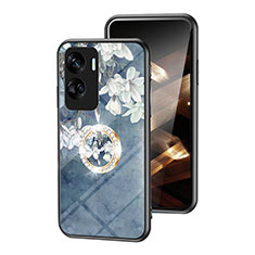 Custodia Silicone Gel Laterale Fiori Specchio Cover S01 per Huawei Honor 90 Lite 5G Blu