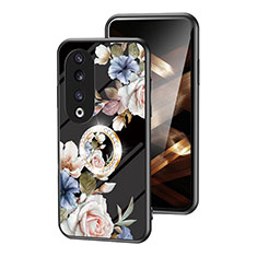 Custodia Silicone Gel Laterale Fiori Specchio Cover S01 per Huawei Honor 90 Pro 5G Nero