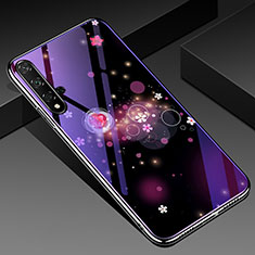 Custodia Silicone Gel Laterale Fiori Specchio Cover S01 per Huawei Nova 5T Viola