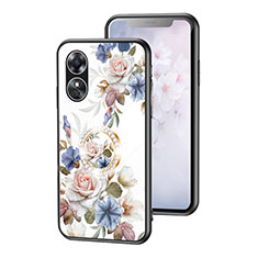 Custodia Silicone Gel Laterale Fiori Specchio Cover S01 per Oppo A17 Bianco