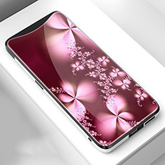 Custodia Silicone Gel Laterale Fiori Specchio Cover S01 per Oppo Find X Super Flash Edition Rosso