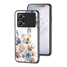 Custodia Silicone Gel Laterale Fiori Specchio Cover S01 per Oppo K10 Pro 5G Bianco