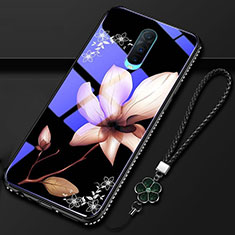 Custodia Silicone Gel Laterale Fiori Specchio Cover S01 per Oppo RX17 Pro Marrone