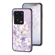 Custodia Silicone Gel Laterale Fiori Specchio Cover S01 per Xiaomi Mi 13 Pro 5G Lavanda