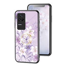 Custodia Silicone Gel Laterale Fiori Specchio Cover S01 per Xiaomi Poco F4 5G Lavanda