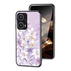 Custodia Silicone Gel Laterale Fiori Specchio Cover S01 per Xiaomi Poco F5 5G Lavanda