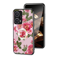 Custodia Silicone Gel Laterale Fiori Specchio Cover S01 per Xiaomi Poco F5 5G Rosso