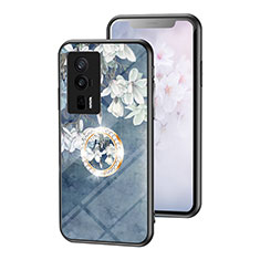 Custodia Silicone Gel Laterale Fiori Specchio Cover S01 per Xiaomi Poco F5 Pro 5G Blu