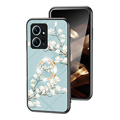 Custodia Silicone Gel Laterale Fiori Specchio Cover S01 per Xiaomi Redmi Note 12 4G Ciano