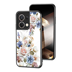 Custodia Silicone Gel Laterale Fiori Specchio Cover S01 per Xiaomi Redmi Note 13 5G Bianco