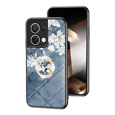 Custodia Silicone Gel Laterale Fiori Specchio Cover S01 per Xiaomi Redmi Note 13 5G Blu