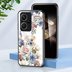 Custodia Silicone Gel Laterale Fiori Specchio Cover S01 per Xiaomi Redmi Note 13 Pro+ Plus 5G Bianco
