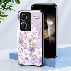 Custodia Silicone Gel Laterale Fiori Specchio Cover S01 per Xiaomi Redmi Note 13 Pro+ Plus 5G Lavanda