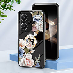 Custodia Silicone Gel Laterale Fiori Specchio Cover S01 per Xiaomi Redmi Note 13 Pro+ Plus 5G Nero