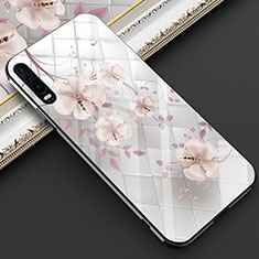 Custodia Silicone Gel Laterale Fiori Specchio Cover S02 per Huawei P30 Rosa