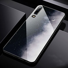 Custodia Silicone Gel Laterale Mistica Luna Stelle Specchio Cover per Huawei P30 Bianco