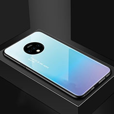 Custodia Silicone Gel Laterale Mistica Luna Stelle Specchio Cover per OnePlus 7T Ciano