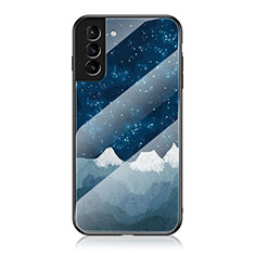 Custodia Silicone Gel Laterale Mistica Luna Stelle Specchio Cover per Samsung Galaxy S23 Plus 5G Blu