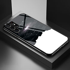 Custodia Silicone Gel Laterale Mistica Luna Stelle Specchio Cover S01 per Samsung Galaxy S22 Ultra 5G Bianco