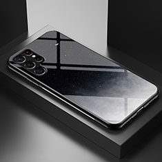 Custodia Silicone Gel Laterale Mistica Luna Stelle Specchio Cover S01 per Samsung Galaxy S22 Ultra 5G Nero