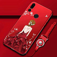 Custodia Silicone Gel Morbida Abito Ragazza Cover K01 per Huawei Honor 20 Lite Rosso