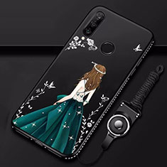 Custodia Silicone Gel Morbida Abito Ragazza Cover K01 per Huawei P30 Lite Nero