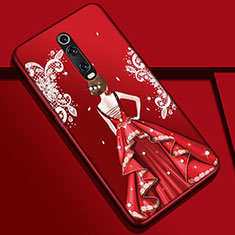 Custodia Silicone Gel Morbida Abito Ragazza Cover K01 per Xiaomi Mi 9T Rosso