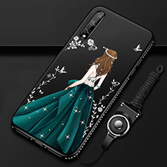 Custodia Silicone Gel Morbida Abito Ragazza Cover per Huawei Enjoy 10S Verde