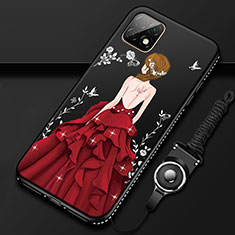 Custodia Silicone Gel Morbida Abito Ragazza Cover per Huawei Enjoy 20 5G Rosso e Nero