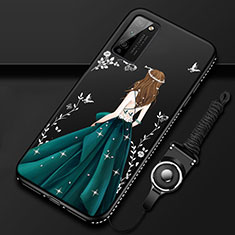 Custodia Silicone Gel Morbida Abito Ragazza Cover per Huawei Honor 30 Lite 5G Nero